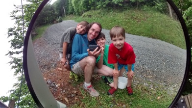 Marc with some of his boys on a hike in the mountains of NC